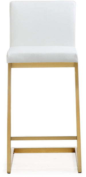 TOV Furniture Parma Contemporary Vegan Leather Counter Stools - Set of 2 with Gold Stainless Steel Frame White TOV-K3666