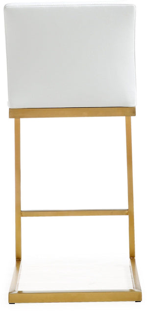 TOV Furniture Parma Contemporary Vegan Leather Counter Stools - Set of 2 with Gold Stainless Steel Frame White TOV-K3666