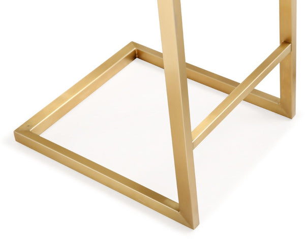 TOV Furniture Parma Contemporary Vegan Leather Counter Stools - Set of 2 with Gold Stainless Steel Frame White TOV-K3666