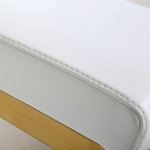 TOV Furniture Parma Contemporary Vegan Leather Counter Stools - Set of 2 with Gold Stainless Steel Frame White TOV-K3666