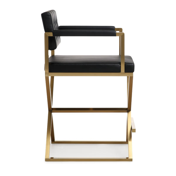 TOV Furniture Director Performance Vegan Leather Stool - Luxurious Design with Gold Base for Modern Spaces Black / Counter Height TOV-K3667