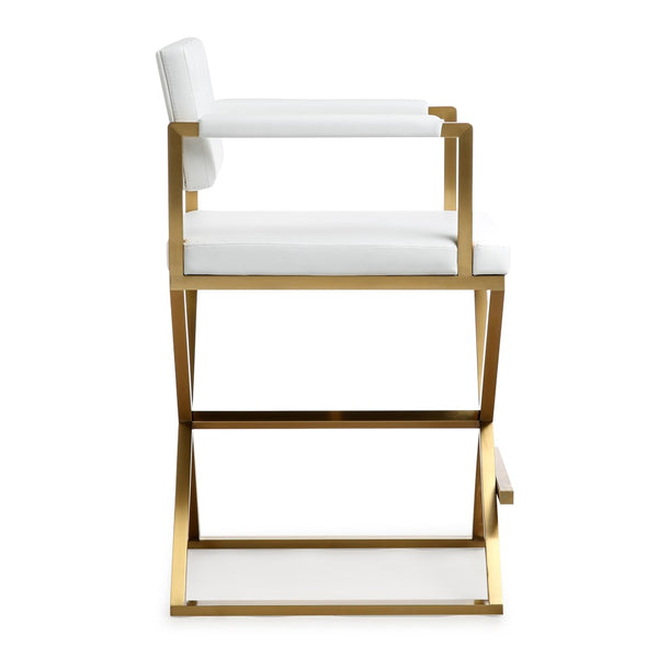 TOV Furniture Director Performance Vegan Leather Stool - Luxurious Design with Gold Base for Modern Spaces White / Counter Height TOV-K3668