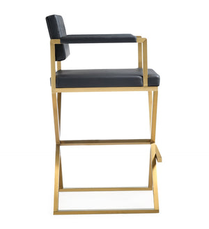 TOV Furniture Director Performance Vegan Leather Stool - Luxurious Design with Gold Base for Modern Spaces Black / Bar Height TOV-K3669