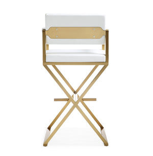 TOV Furniture Director Performance Vegan Leather Stool - Luxurious Design with Gold Base for Modern Spaces White / Bar Height TOV-K3670