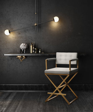 TOV Furniture Director Performance Vegan Leather Stool - Luxurious Design with Gold Base for Modern Spaces White / Bar Height TOV-K3670