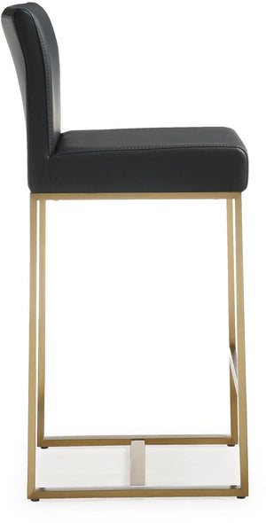 TOV Furniture Denmark Vegan Leather Counter Stool Set with Gold Base – Luxe Comfort for Modern Spaces Black / Counter Height TOV-K3671