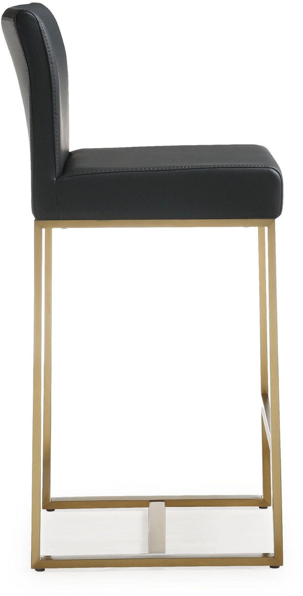 TOV Furniture Denmark Vegan Leather Counter Stool Set with Gold Base – Luxe Comfort for Modern Spaces Black / Counter Height TOV-K3671