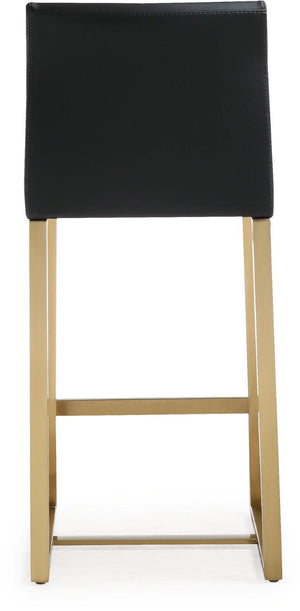 TOV Furniture Denmark Vegan Leather Counter Stool Set with Gold Base – Luxe Comfort for Modern Spaces Black / Counter Height TOV-K3671