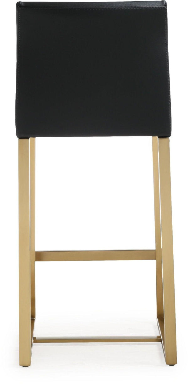 TOV Furniture Denmark Vegan Leather Counter Stool Set with Gold Base – Luxe Comfort for Modern Spaces Black / Counter Height TOV-K3671