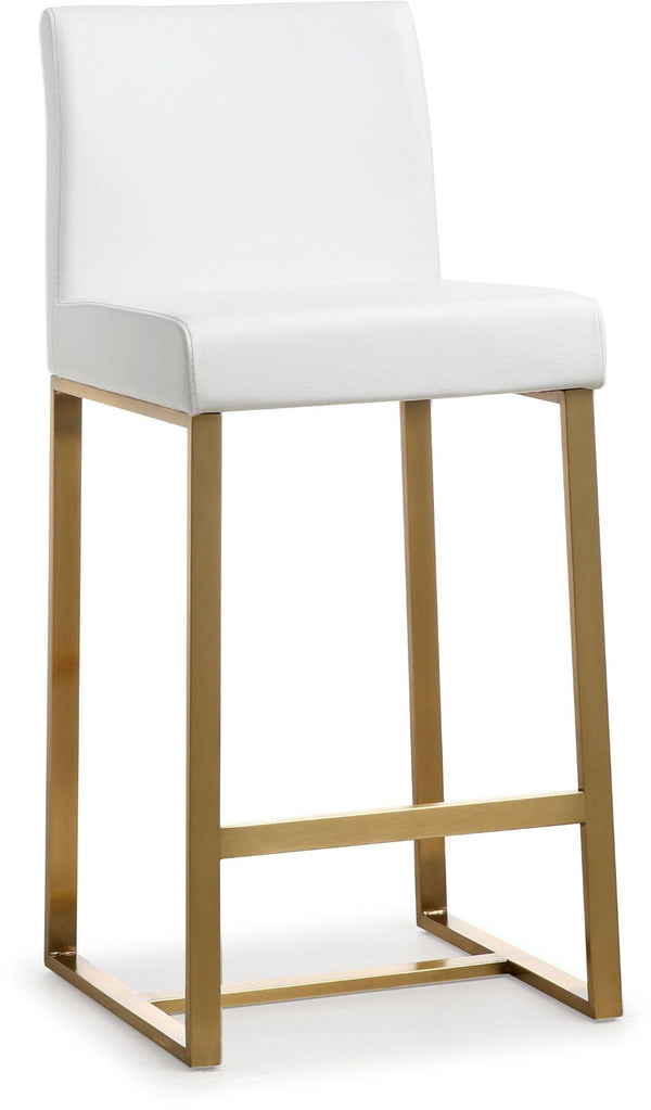 TOV Furniture Denmark Vegan Leather Counter Stool Set with Gold Base – Luxe Comfort for Modern Spaces White / Counter Height TOV-K3672