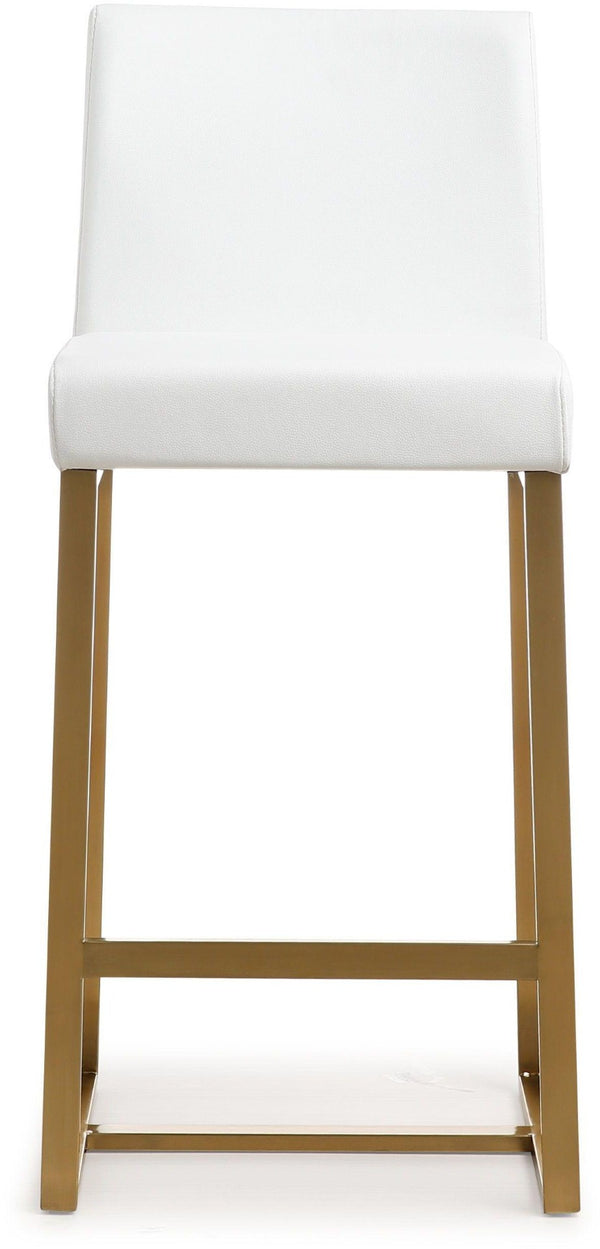 TOV Furniture Denmark Vegan Leather Counter Stool Set with Gold Base – Luxe Comfort for Modern Spaces White / Counter Height TOV-K3672
