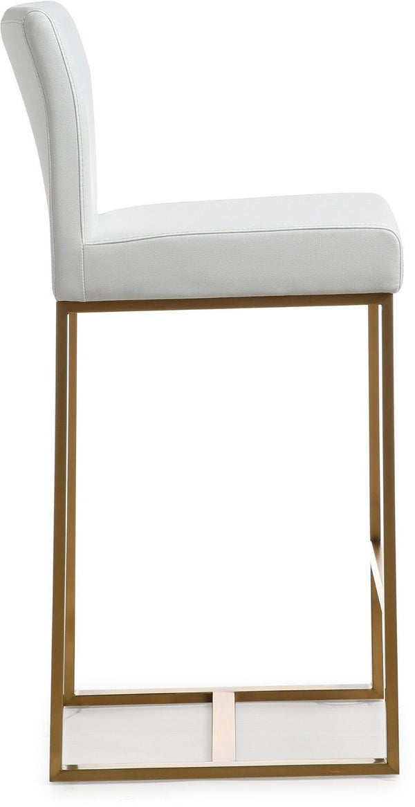 TOV Furniture Denmark Vegan Leather Counter Stool Set with Gold Base – Luxe Comfort for Modern Spaces White / Counter Height TOV-K3672