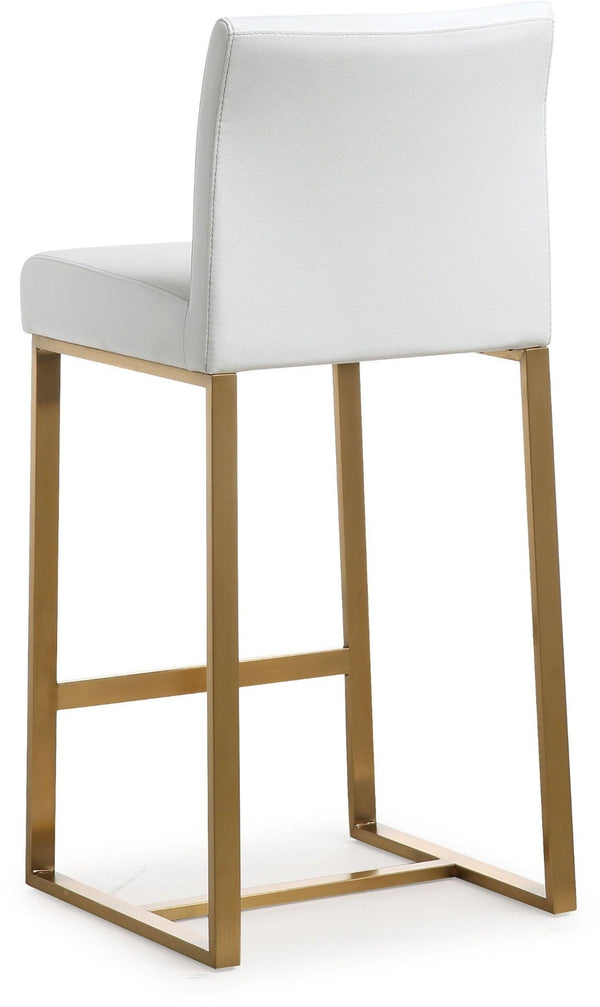 TOV Furniture Denmark Vegan Leather Counter Stool Set with Gold Base – Luxe Comfort for Modern Spaces White / Counter Height TOV-K3672