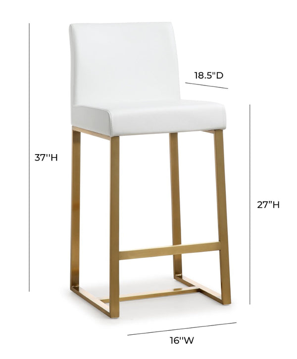 TOV Furniture Denmark Vegan Leather Counter Stool Set with Gold Base – Luxe Comfort for Modern Spaces White / Counter Height TOV-K3672