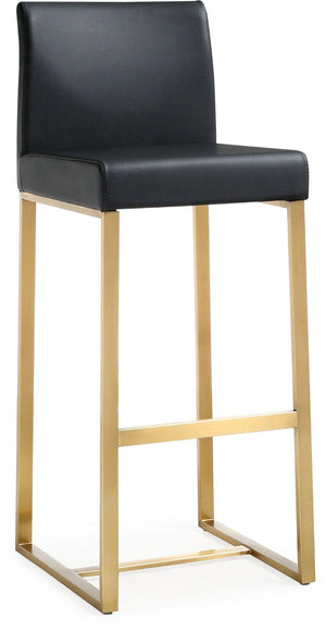 TOV Furniture Denmark Vegan Leather Counter Stool Set with Gold Base – Luxe Comfort for Modern Spaces Black / Bar Height TOV-K3673