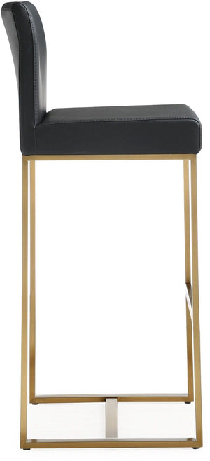 TOV Furniture Denmark Vegan Leather Counter Stool Set with Gold Base – Luxe Comfort for Modern Spaces Black / Bar Height TOV-K3673