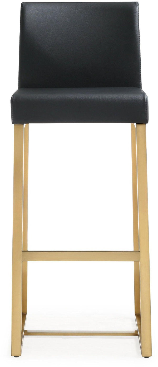 TOV Furniture Denmark Vegan Leather Counter Stool Set with Gold Base – Luxe Comfort for Modern Spaces Black / Bar Height TOV-K3673
