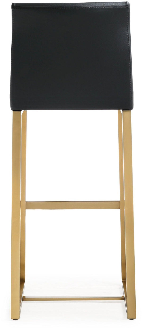 TOV Furniture Denmark Vegan Leather Counter Stool Set with Gold Base – Luxe Comfort for Modern Spaces Black / Bar Height TOV-K3673