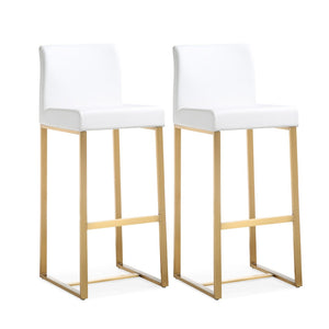 TOV Furniture Denmark Vegan Leather Counter Stool Set with Gold Base – Luxe Comfort for Modern Spaces White / Bar Height TOV-K3674