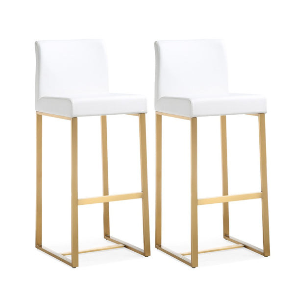 TOV Furniture Denmark Vegan Leather Counter Stool Set with Gold Base – Luxe Comfort for Modern Spaces White / Bar Height TOV-K3674