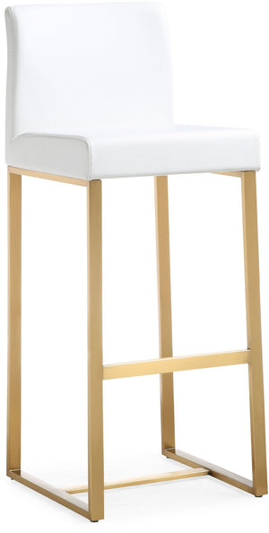 TOV Furniture Denmark Vegan Leather Counter Stool Set with Gold Base – Luxe Comfort for Modern Spaces White / Bar Height TOV-K3674