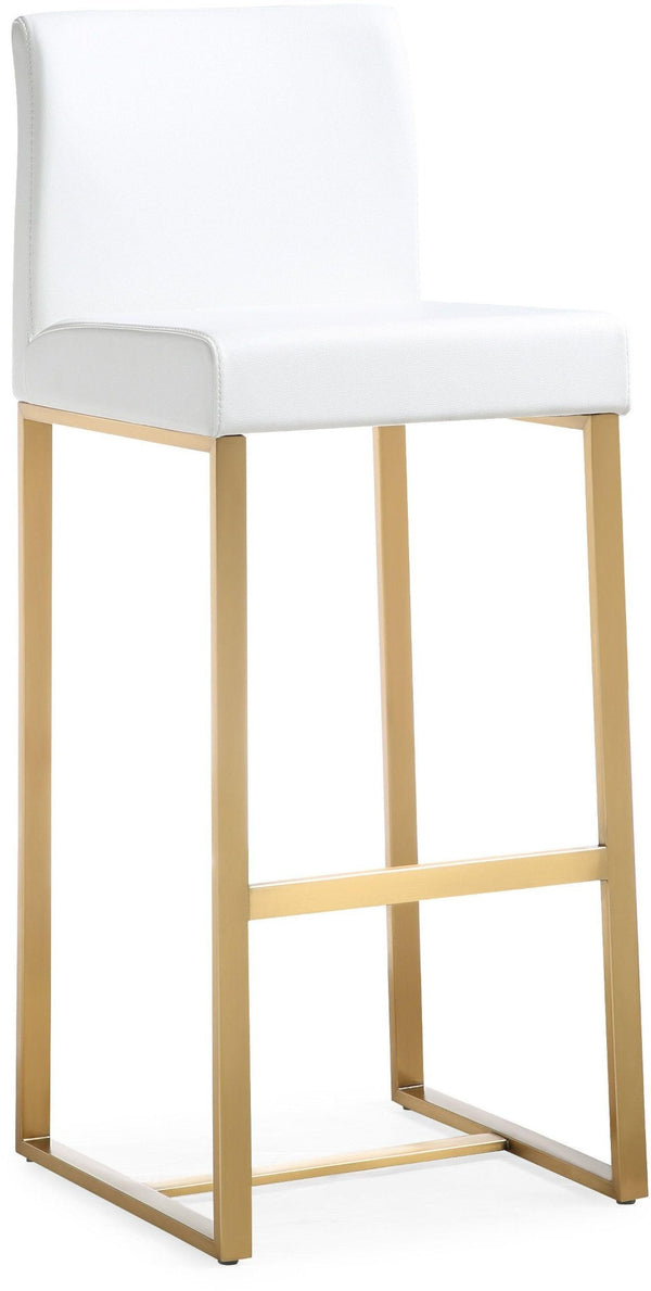 TOV Furniture Denmark Vegan Leather Counter Stool Set with Gold Base – Luxe Comfort for Modern Spaces White / Bar Height TOV-K3674