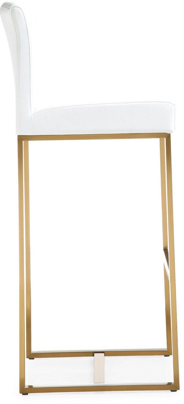 TOV Furniture Denmark Vegan Leather Counter Stool Set with Gold Base – Luxe Comfort for Modern Spaces White / Bar Height TOV-K3674