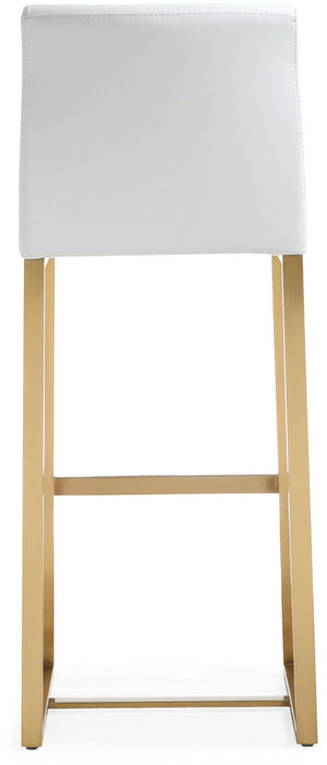 TOV Furniture Denmark Vegan Leather Counter Stool Set with Gold Base – Luxe Comfort for Modern Spaces White / Bar Height TOV-K3674