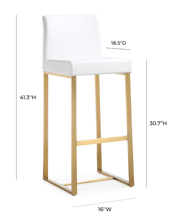 TOV Furniture Denmark Vegan Leather Counter Stool Set with Gold Base – Luxe Comfort for Modern Spaces White / Bar Height TOV-K3674