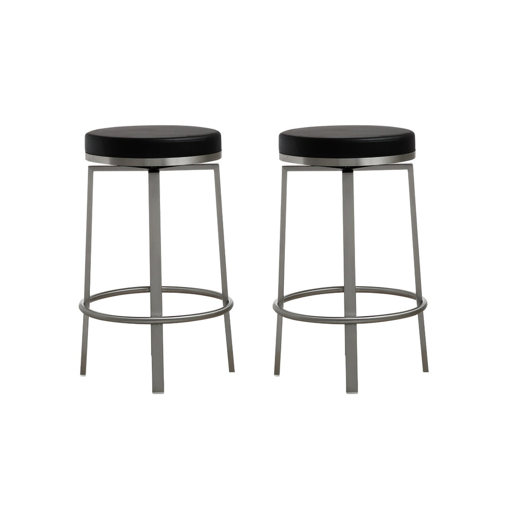 TOV Furniture Pratt Performance Vegan Leather Swivel Counter Stools - Modern Comfort for Home or Business Use Black TOV-K3675