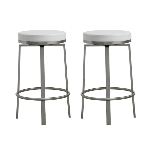 TOV Furniture Pratt Performance Vegan Leather Swivel Counter Stools - Modern Comfort for Home or Business Use White TOV-K3676