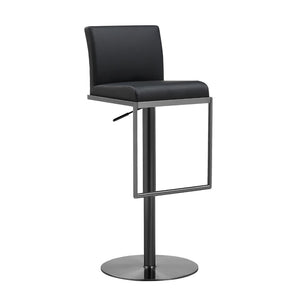 TOV Furniture Amalfi Black Performance Vegan Leather Stool - Stylish, Durable, and Comfortable for Any Space TOV-K3682