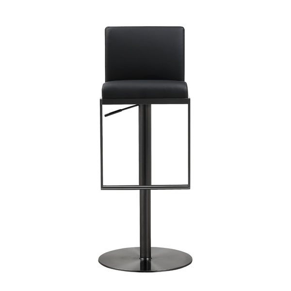 TOV Furniture Amalfi Black Performance Vegan Leather Stool - Stylish, Durable, and Comfortable for Any Space TOV-K3682