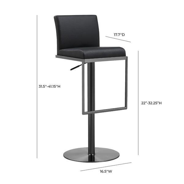 TOV Furniture Amalfi Black Performance Vegan Leather Stool - Stylish, Durable, and Comfortable for Any Space TOV-K3682