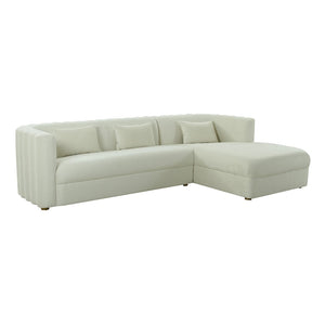TOV Furniture Callie Velvet L-Shaped Sectional Sofa - Modern Glamour with Curved Design & Plush Comfort for Living Rooms Cream / RAF TOV-L44156-L44158