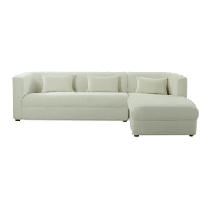TOV Furniture Callie Velvet L-Shaped Sectional Sofa - Modern Glamour with Curved Design & Plush Comfort for Living Rooms Cream / RAF TOV-L44156-L44158