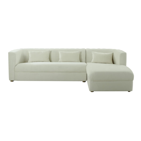 TOV Furniture Callie Velvet L-Shaped Sectional Sofa - Modern Glamour with Curved Design & Plush Comfort for Living Rooms Cream / RAF TOV-L44156-L44158