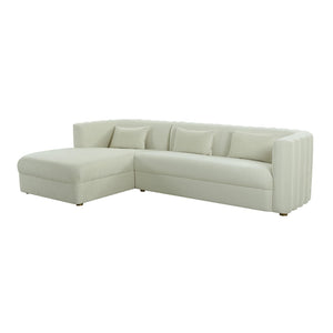 TOV Furniture Callie Velvet L-Shaped Sectional Sofa - Modern Glamour with Curved Design & Plush Comfort for Living Rooms Cream / LAF TOV-L44157-L44159