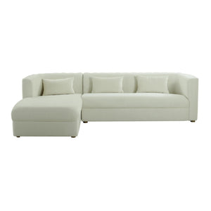 TOV Furniture Callie Velvet L-Shaped Sectional Sofa - Modern Glamour with Curved Design & Plush Comfort for Living Rooms Cream / LAF TOV-L44157-L44159