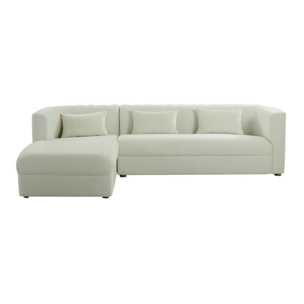 TOV Furniture Callie Velvet L-Shaped Sectional Sofa - Modern Glamour with Curved Design & Plush Comfort for Living Rooms Cream / LAF TOV-L44157-L44159