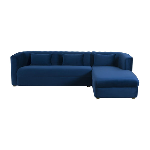 TOV Furniture Callie Velvet L-Shaped Sectional Sofa - Modern Glamour with Curved Design & Plush Comfort for Living Rooms Navy / RAF TOV-L44160-L44162