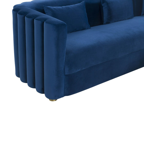 TOV Furniture Callie Velvet L-Shaped Sectional Sofa - Modern Glamour with Curved Design & Plush Comfort for Living Rooms Navy / RAF TOV-L44160-L44162