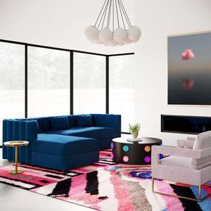 TOV Furniture Callie Velvet L-Shaped Sectional Sofa - Modern Glamour with Curved Design & Plush Comfort for Living Rooms Navy / LAF TOV-L44161-L44163