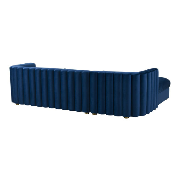 TOV Furniture Callie Velvet L-Shaped Sectional Sofa - Modern Glamour with Curved Design & Plush Comfort for Living Rooms Navy / LAF TOV-L44161-L44163