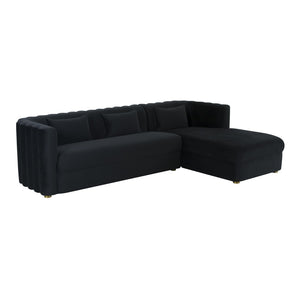 TOV Furniture Callie Velvet L-Shaped Sectional Sofa - Modern Glamour with Curved Design & Plush Comfort for Living Rooms Black / RAF TOV-L44164-L44166