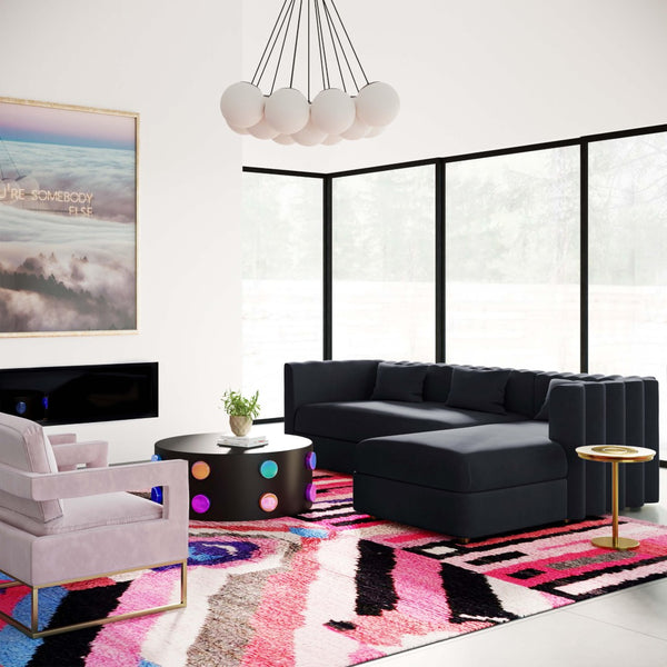TOV Furniture Callie Velvet L-Shaped Sectional Sofa - Modern Glamour with Curved Design & Plush Comfort for Living Rooms Black / RAF TOV-L44164-L44166