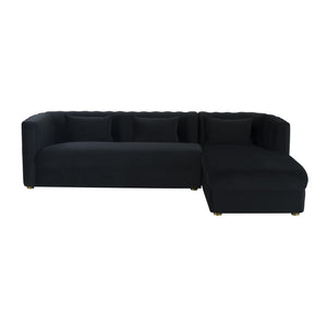TOV Furniture Callie Velvet L-Shaped Sectional Sofa - Modern Glamour with Curved Design & Plush Comfort for Living Rooms Black / RAF TOV-L44164-L44166