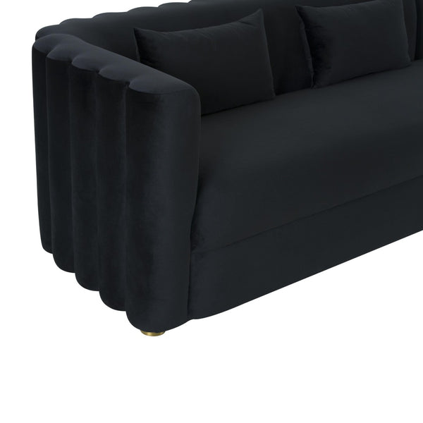 TOV Furniture Callie Velvet L-Shaped Sectional Sofa - Modern Glamour with Curved Design & Plush Comfort for Living Rooms Black / RAF TOV-L44164-L44166