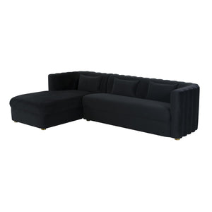 TOV Furniture Callie Velvet L-Shaped Sectional Sofa - Modern Glamour with Curved Design & Plush Comfort for Living Rooms Black / LAF TOV-L44165-L44167