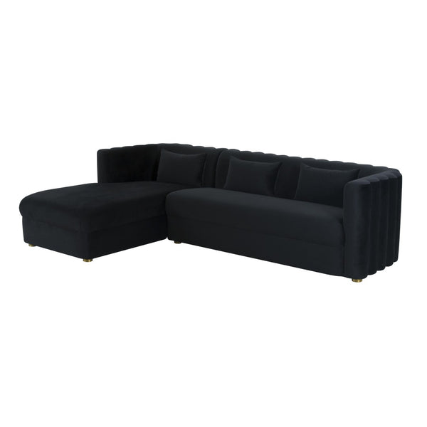 TOV Furniture Callie Velvet L-Shaped Sectional Sofa - Modern Glamour with Curved Design & Plush Comfort for Living Rooms Black / LAF TOV-L44165-L44167